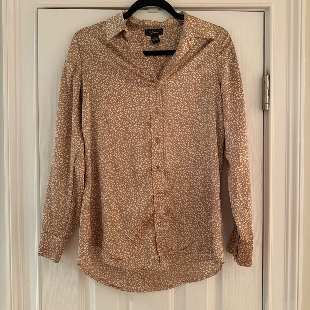 Japna Cream and Brown Patterned Blouse